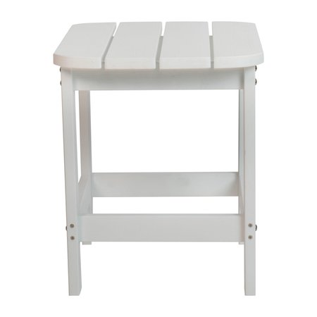 Flash Furniture Charlestown All-Weather Poly Resin Wood Adirondack Side Table in White JJ-T14001-WH-GG